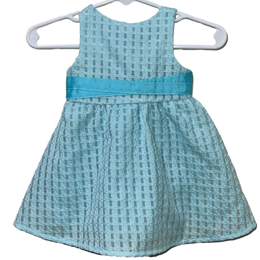 4/$25 G-Cutee Baby Blue Sleeveless Textured‎ Dress - Size 0-3 months